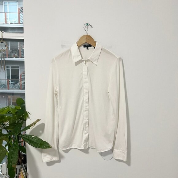 Theory White Long Sleeve Button Up Top Size Medium - Picture 1 of 6